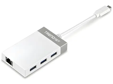 TRENDnet TUC-ETGH3 / USB-C hub / Gigabit Ethernet / 3x USB 3.0
