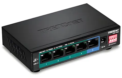 TRENDnet TPE-LG50 / Switch / 5-port Gigabit / 4x PoE+ / 32 W / dosah 200 m / kovové provedení