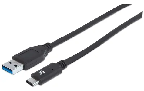 Manhattan černá / Kabel / USB-C - USB-A / USB 3.2 Gen 2 10 Gbit/s / 1 m