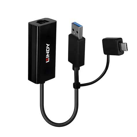 Lindy 43412 / Síťový adaptér / USB 3.2 Gen 1 / Gigabit Ethernet / RJ-45 / ASIX AX88179