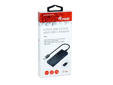 Equip USB Hub 4x USB-A / USB hub / USB 3.2 Gen 1 5 Gbps / adaptér USB-C