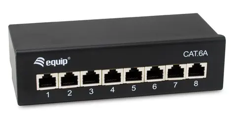 Equip 326621 černá / Patch panel / Cat6a / 8 portů / 10 Gbit/s / stíněný