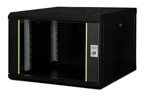 Digitus Unique černá / Nástěnný rack / 7U / 420x600x600 mm / skleněné dveře / IP20