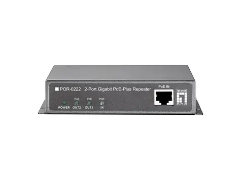 LevelOne PoE+ opakovač 3x GE PoE / Síťový opakovač / 3x Gigabit Ethernet PoE / Kaskádovatelný, +100 m dosah