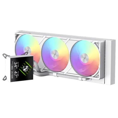 Gamemax Glacier 360 LCD bílá / AIO vodní chladič CPU / 360mm / 3x 120mm / LCD displej