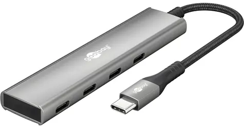 Goobay 76564 šedá / USB hub / 4 porty USB-C / 5 Gbit/s