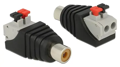 DeLock Terminal Block 2 Pin - Cinch (F) / Redukce / RCA / s tlačítkem