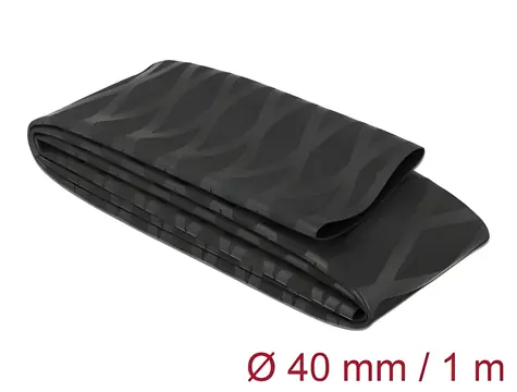 DeLock Smršťovací bužírka X-vzor protiskluzová 40mm černá / Bužírka / 1m / poměr smrštění 2:1
