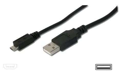 Digitus USB 2.0 / Kabel / USB-A (M) - Micro USB-B (M) / 2x stíněný, měď / 3 m
