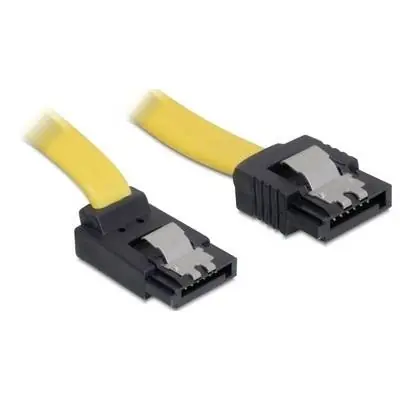 Delock SATA kabel 0,3 m žlutá / Datový kabel / SATA II 3 Gb/s / konektory rovný/nahoru / kovové klipy