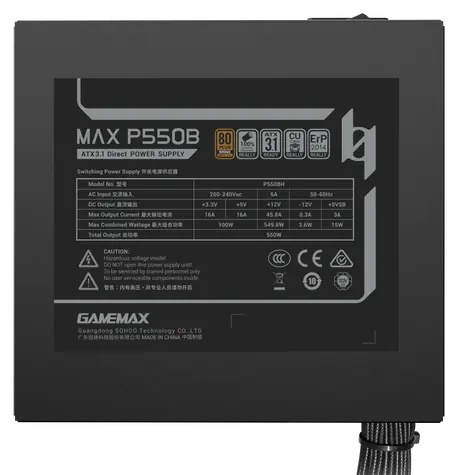 Gamemax MAX P550B / Zdroj / 550W / ATX / 80PLUS Bronze / Non-modulární