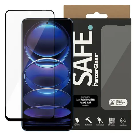 PanzerGlass SAFE Ultra-Wide Fit / Ochranné sklo / Xiaomi Redmi Note 12 5G, Redmi Note 12 4G, Poco X5 / Temperované sklo
