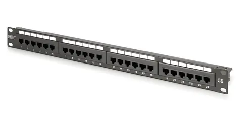 Digitus CAT6 Class E / Patch panel / nestíněný / 24 portů RJ45 / 1U