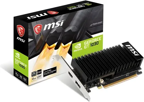 MSI GT 1030 2GHD4 LP OC / Grafická karta / 2GB GDDR4 / 64-bit / DP + HDMI / Pasivní chlazení