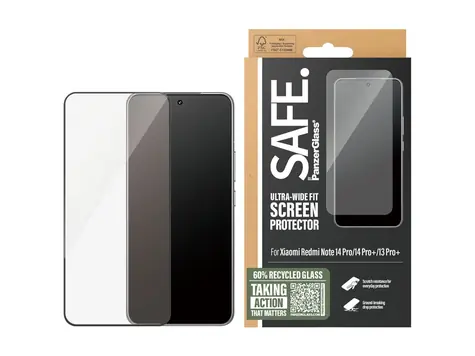 PanzerGlass Safe Ultra-Wide Fit průhledné / Ochranné sklo / Xiaomi Redmi Note 14 Pro, 14 Pro+, 13 Pro+ / plně nalepovací