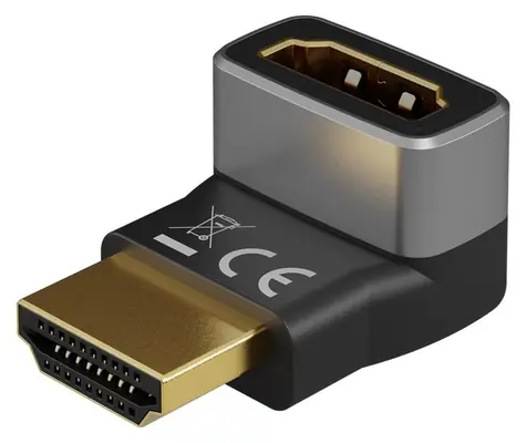 Goobay 72009 černá/stříbrná / Redukce HDMI / úhlová 90° / 8K 60 Hz / pozlacené konektory