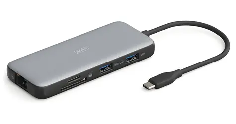 Digitus USB-C / Dokovací stanice / 8v1 / 2× HDMI / 3× USB 3.0 / RJ45 / SD, microSD / PD