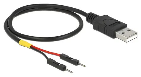 DeLock USB-A - 2x kolíková lišta 30 cm černá / Napájecí kabel / AWG 22 / Konektory samec