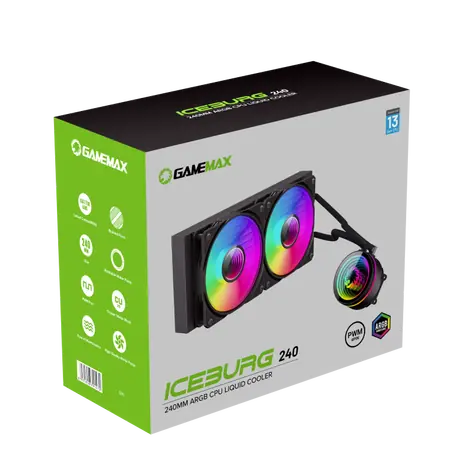 Gamemax Iceburg 240 Infinity černá / AIO vodní chladič CPU / 2x 120 mm / 240 mm radiátor