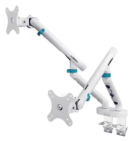 Digitus bílý / Držák pro dva monitory / mechanická pružina / VESA 75x75, 100x100 / do 35