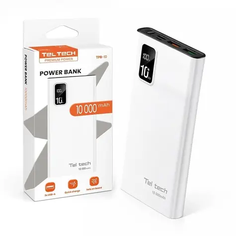 Teltech bílá / Power banka / 10000 mAh / 22,5 W / 5 A