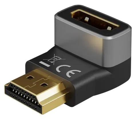 Goobay 72011 černá/stříbrná / HDMI adaptér / úhlový 270° / 8K/60Hz / pozlacený