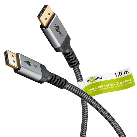 Goobay DisplayPort 2.1 šedá / Kabel DisplayPort / DP - DP / 54 Gbit/s / 1 m