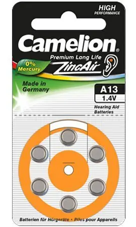 Camelion ZA13 Zinc Air / Knoflíková baterie / 1,4 V / 6 ks / bez rtuti