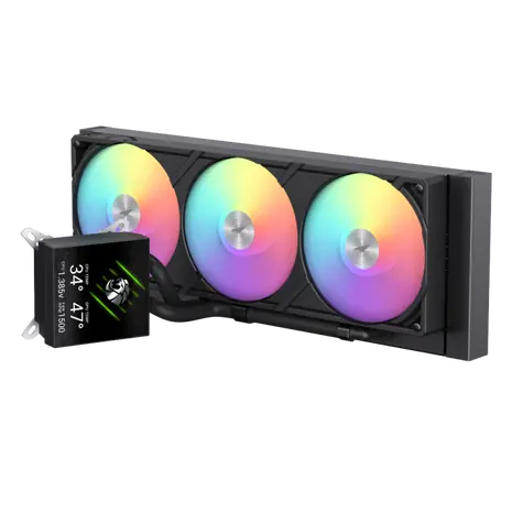 Gamemax Glacier 360 LCD černá / Vodní chladič CPU / AIO / 3x 120 mm / LCD displej