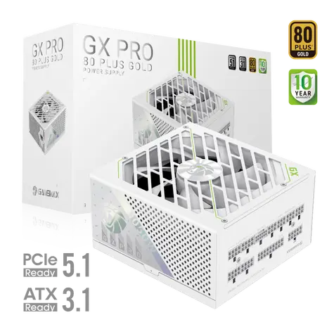 Gamemax GX PRO 1050G bílá / Zdroj / ATX / 1050W / 80 Plus Gold / Plně modulární