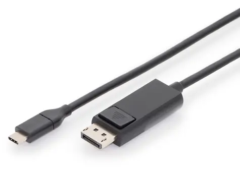 Digitus USB-C - DisplayPort černý / Kabel adaptérový / 2.0 m / 4K/60Hz / pozlacené konektory