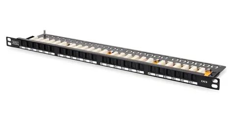 Digitus černá / Patch panel / CAT6 / 0,5U / 24x RJ45 / nestíněný / 19