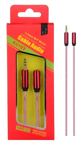 PLUS AU102 červený / Audio kabel / 3,5 mm jack (M/F) / 1 m