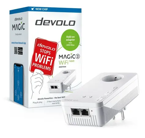 Devolo Magic 2 WiFi next / Rozšiřující modul / Powerline / G.hn / 2400 Mbps / Wi-Fi / 2x Gigabit LAN