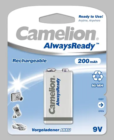 Camelion AlwaysReady / Nabíjecí baterie / 9V (6LR61) / Ni-MH / 200 mAh / 1 ks