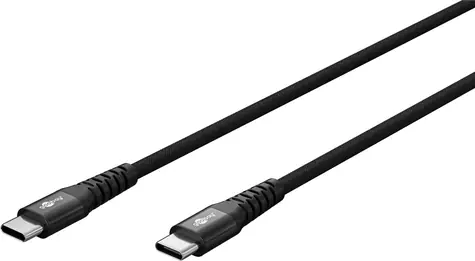 Goobay černá / Kabel USB-C - USB-C / Textilní opláštění / Kovové konektory / 2 m