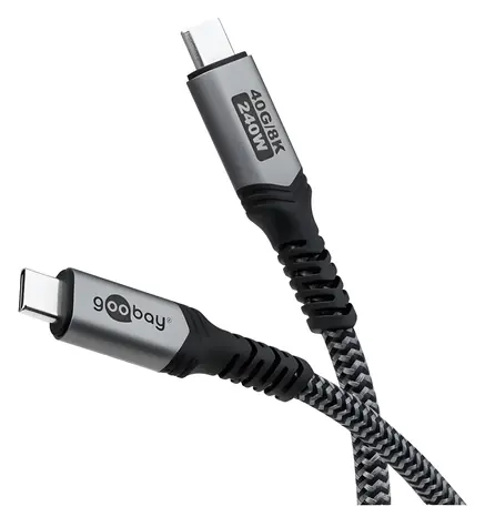 Goobay černá, šedá / Kabel / USB-C / USB4 / 240 W / 40 Gbit/s / Power Delivery / 0,5 m