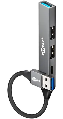 Goobay 74458 světle šedá / USB hub / 4 porty / USB-C a USB-A / 5 Gb/s