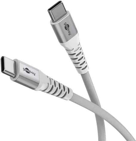 Goobay Supersoft bílá / Datový kabel USB-C / Textilní opletení / Kovové konektory / 2 m