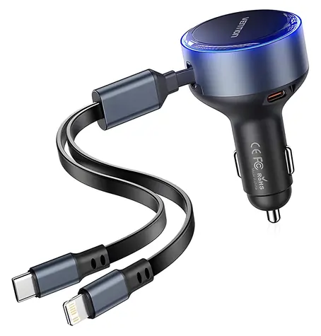Vention FFOB0 / Nabíječka do auta / USB-C port + kabely USB-C a Lightning / 60W