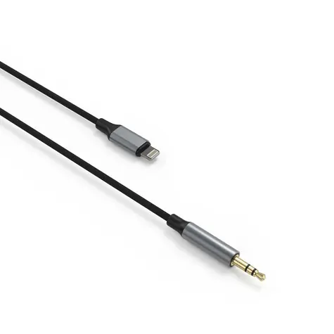 FIXED Link Space Gray / Audio kabel / Lightning - 3,5mm jack / opletený / 1,5 m