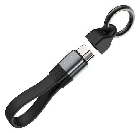 FIXED Clip Cable černá / Kabel USB-C/USB-C / Karabina / USB 3.2 Gen 2 10Gb/s / PD 240W / 4K60Hz