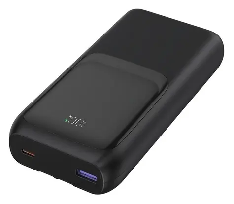 Gembird PB20-PD20-LCD-01 černá / Powerbanka / 20000 mAh / 20 W / integrované kabely