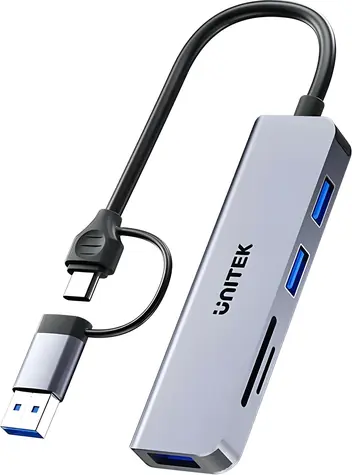 Unitek uHUB P5+ / USB hub / 3x USB-A 2.0 / SD / microSD