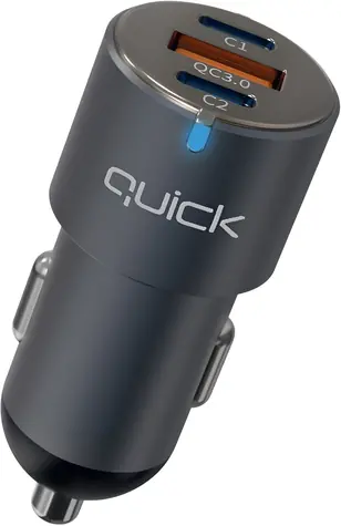 Quick QC-420 / Nabíječka do auta / 1x USB-A / 2x USB-C