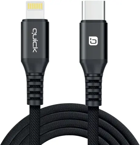 Quick USB-C - Lightning kabel černá / Kabel / 1,5 m / USB-C (M) / Lightning (M)