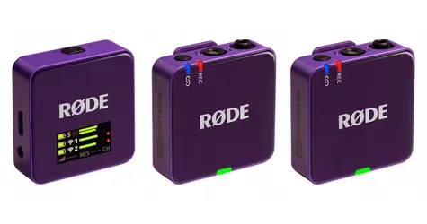 Rode Wireless GO III fialová / Bezdrátový mikrofonní systém / 2 vysílače, 1 přijímač / 32-bit float