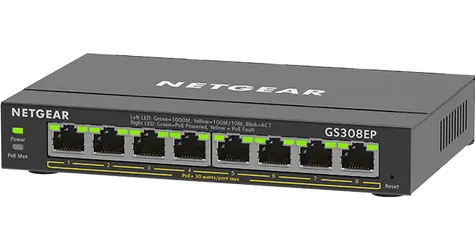 Netgear GS308EP / Switch / 8x Gigabit LAN / PoE+ / 100W / Managed