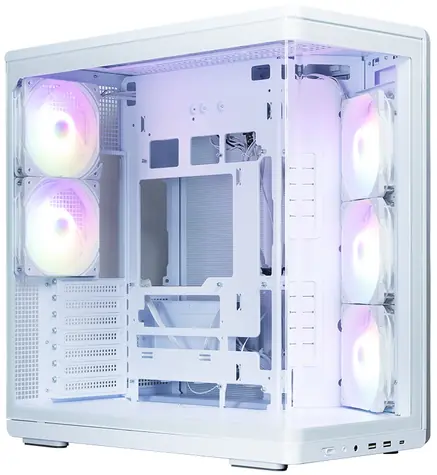 Zalman P60 bílá / Skříň / ATX / 5x 120mm ARGB fan / 2x USB-A 3.2 Gen2 + 1x USB-C / panoramatická