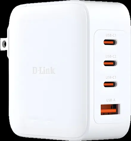 D-Link DCP-101/E bílá / Síťová nabíječka / GaN / 100 W / 3x USB-C & 1x USB-A / PD 3.0